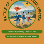 A book cover with three people flying kites.