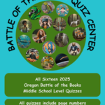 A poster of the battle of the books quiz center.