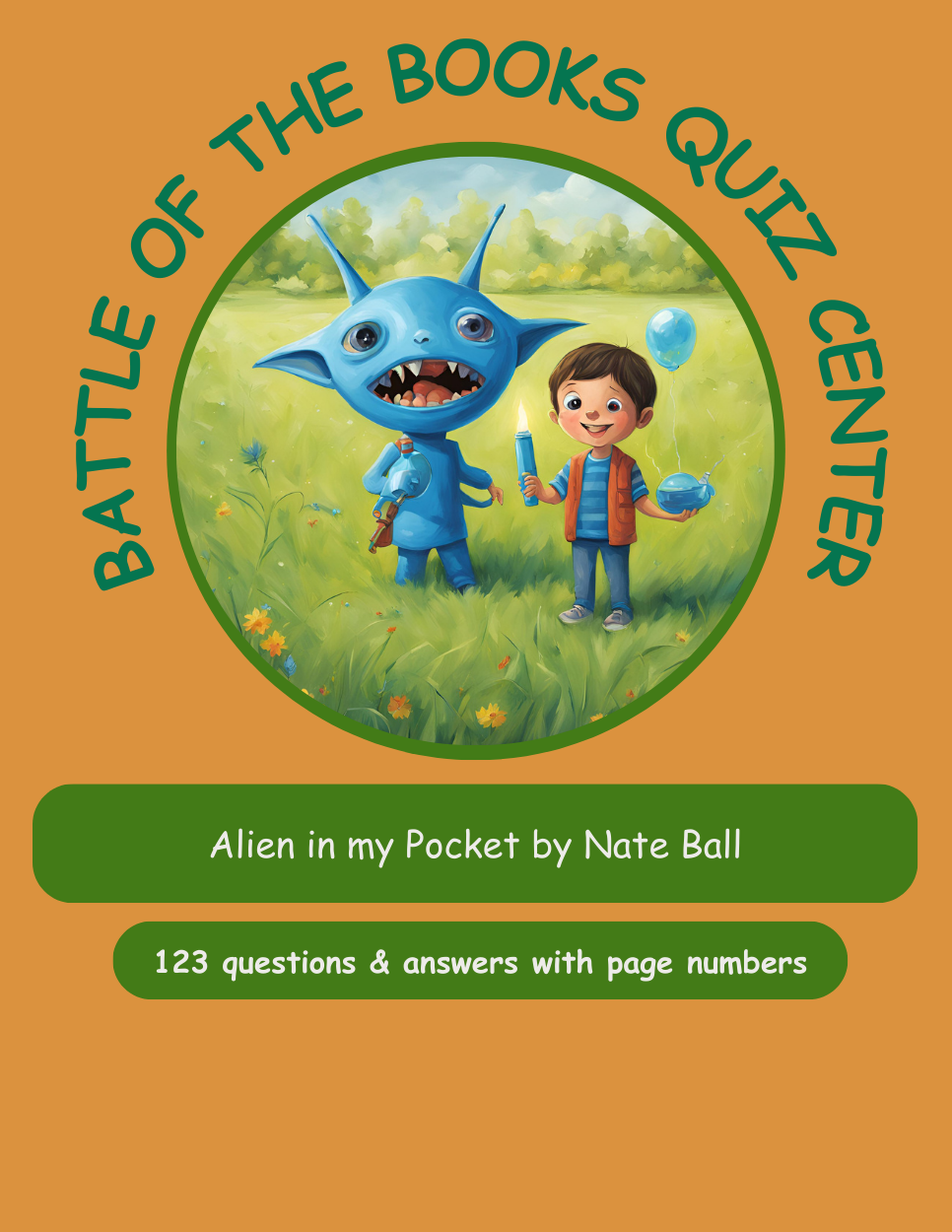 A book cover with an alien and a boy.