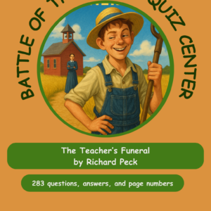 Book cover illustration: a smiling boy in overalls and a straw hat holding a tool, with a red schoolhouse in a farm setting and a bright blue sky behind him.