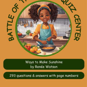 Cover of a children's cookbook, a girl cooking in a kitchen; title Ways to Make Sunshine by Renée Watson.